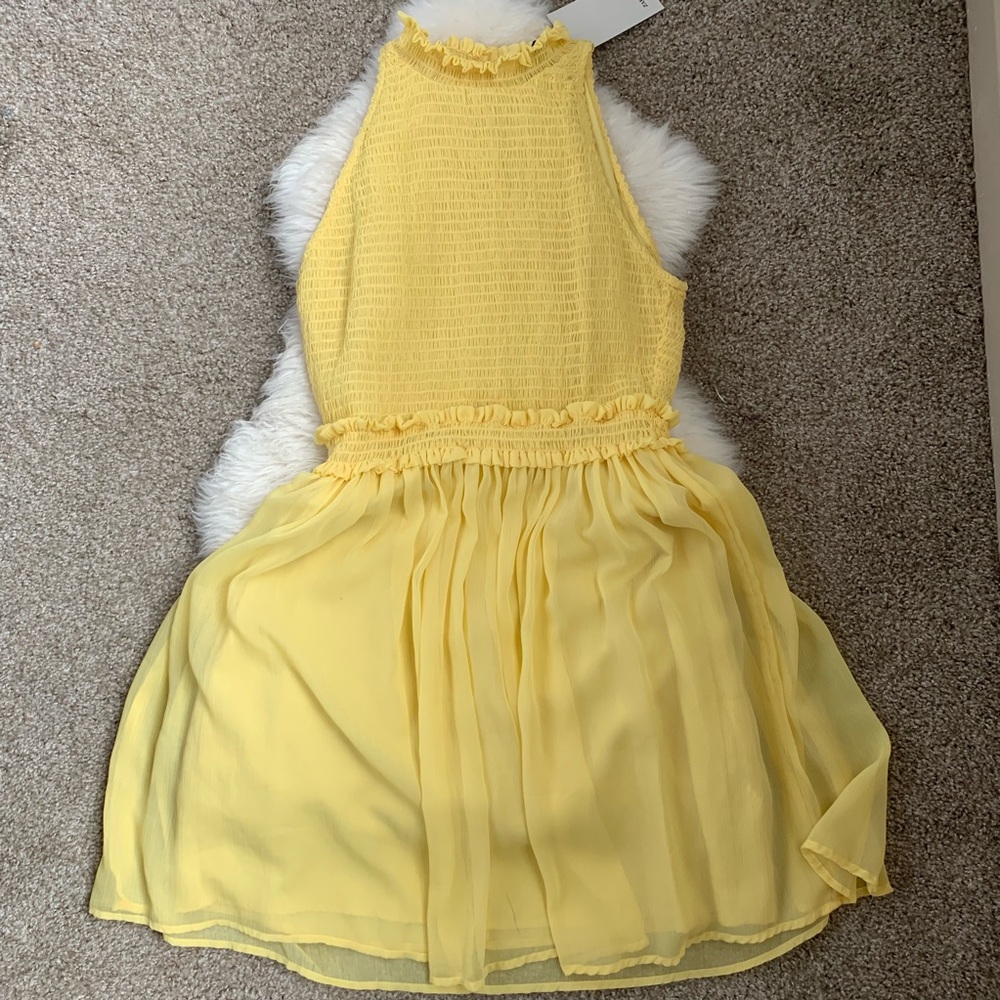 Zara Basic Yellow Sleeveless Chiffon Dress